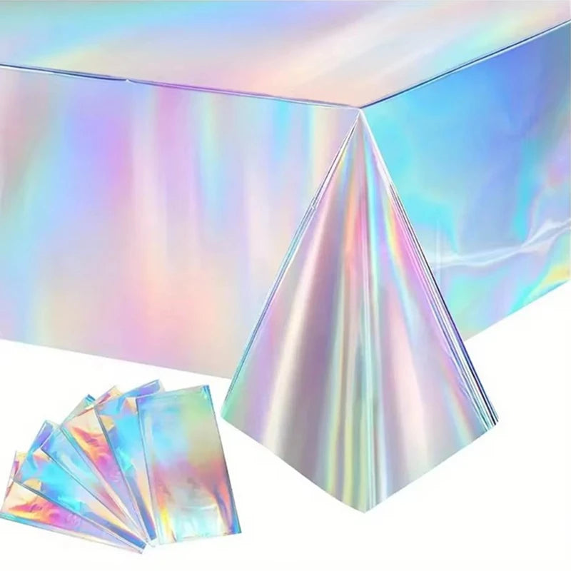 Iridescent Laser Silver Disposable Tablecloths | Party & Wedding Disposable Tablecloth Babs