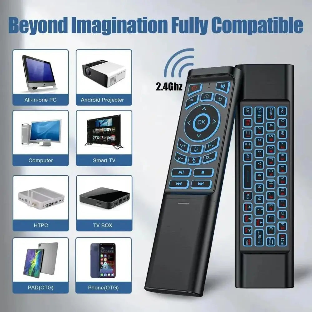 KEBIDUMEI M3 Air Mouse Wireless Keyboard BT5.2 & 2.4G, 7-Color Backlit Air Mouse Remote Babs