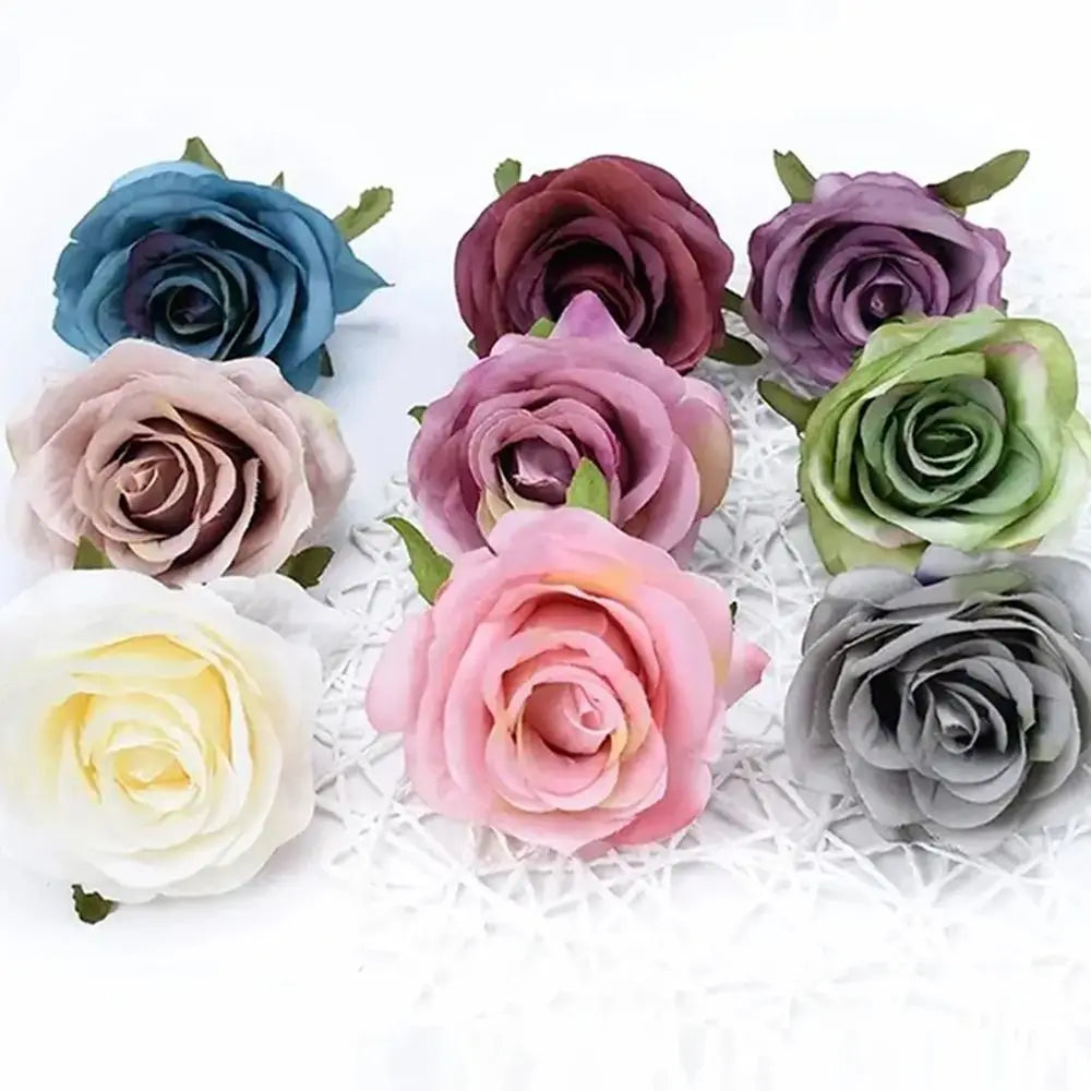 50/100pcs Silk Artificial Rose Heads – Wedding & Home Décor Artificial Silk Flowers Babs