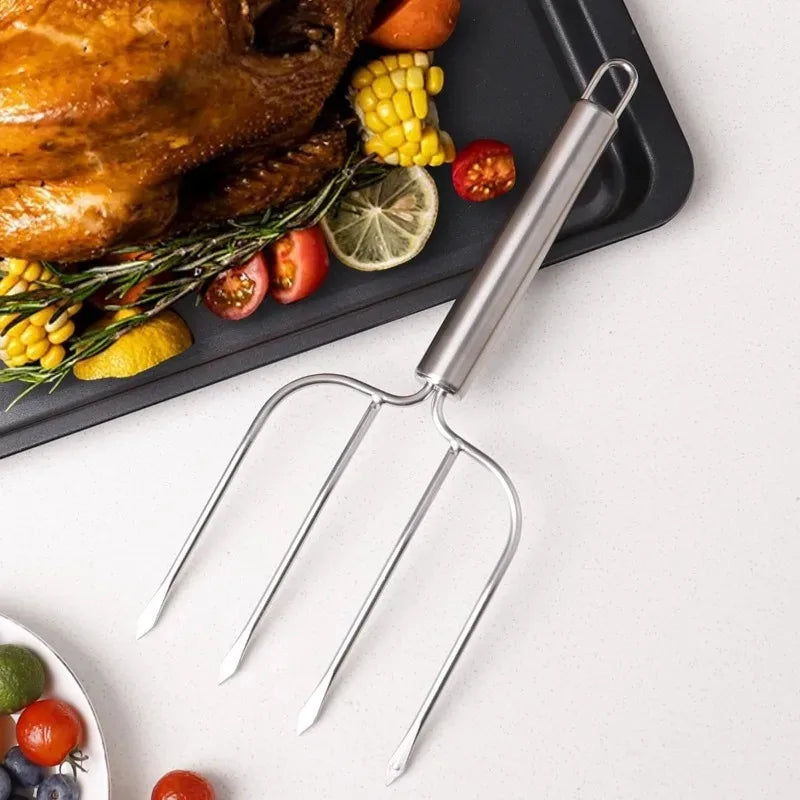 4-Prong Stainless Steel BBQ Fork – Turkey, Lamb & Steak BBQ Roasting Fork Babs