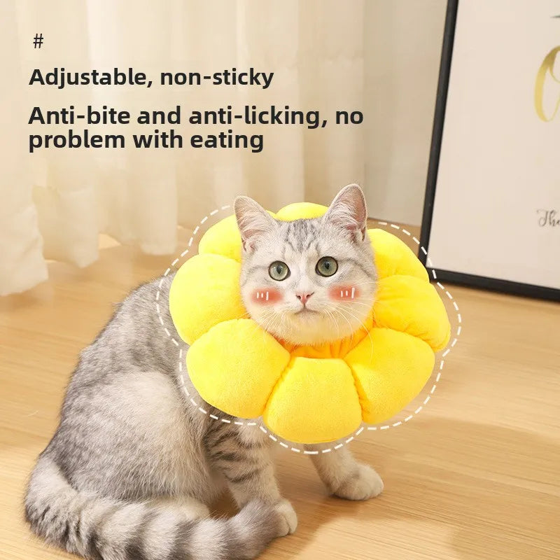 Adjustable Sunflower Cat Recovery Collar – Soft Neck Cone Pet Recovery Collar Babs
