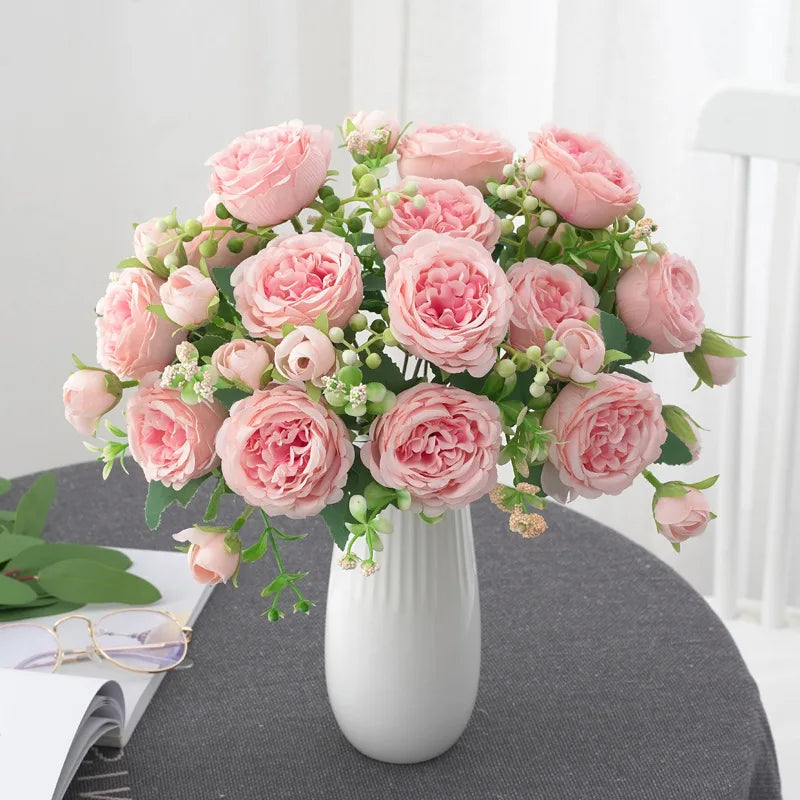 Artificial Silk Peony Rose Bouquet – Wedding & Home Decor Artificial Flower Bouquet Babs