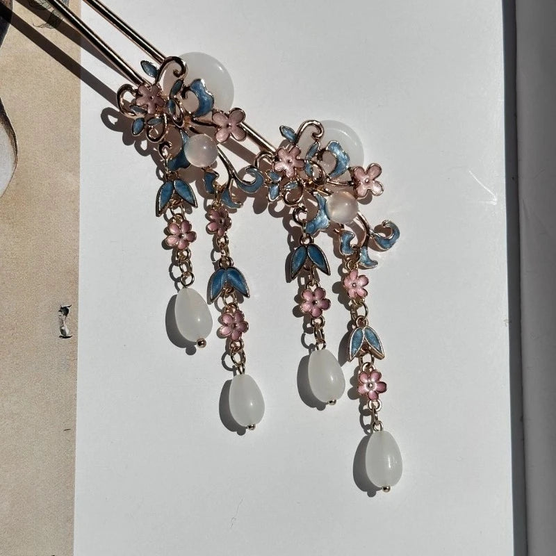 Chinese Style Blue Tassel Hairpin | Traditional Hair Stick Hair Stick Hairpin Babs