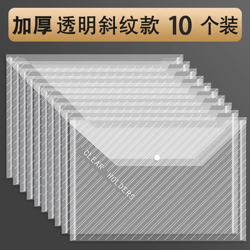 10-Pack Foldable Transparent File Bags for Office & School File Folder Set Babs TD-10P