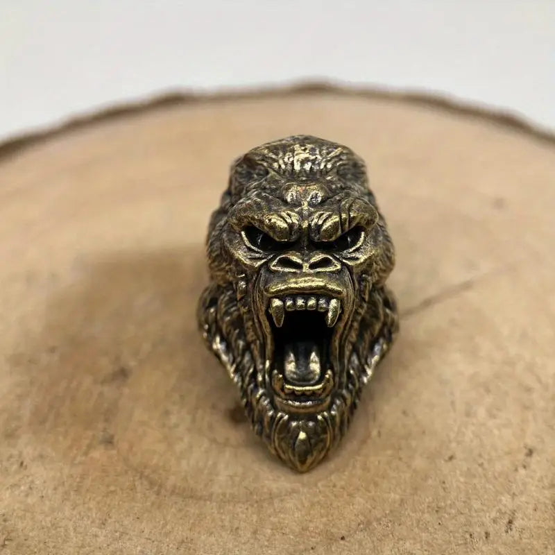 Roaring Gorilla Brass EDC Bead Lanyard Pendant Punk Charm Brass Lanyard Charm Babs 1pc