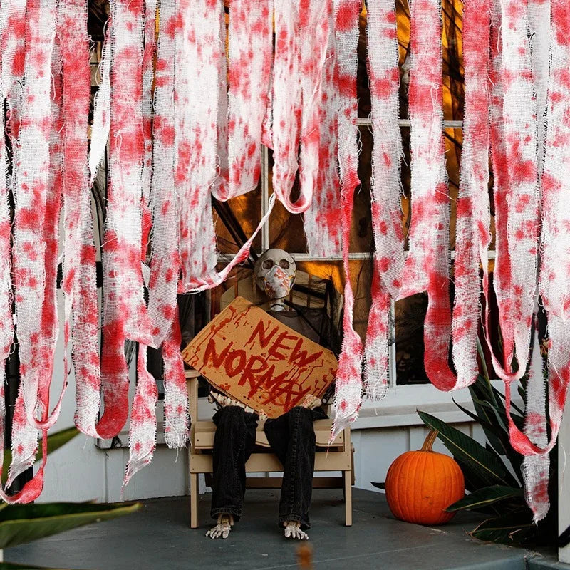 Bloody Gauze Strip Roll & Caution Tape – Halloween Decor Prop Halloween Decoration Babs
