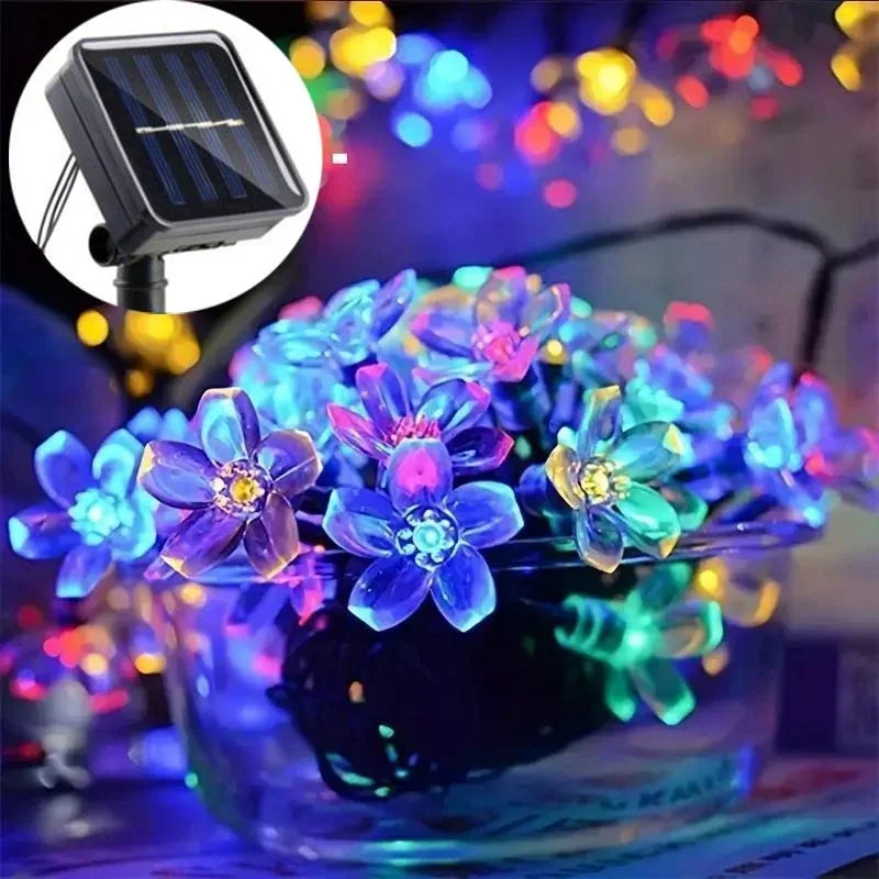 5M 20 LED Solar Cherry Flower String Lights | 8 Modes IP65 Solar String Lights Babs