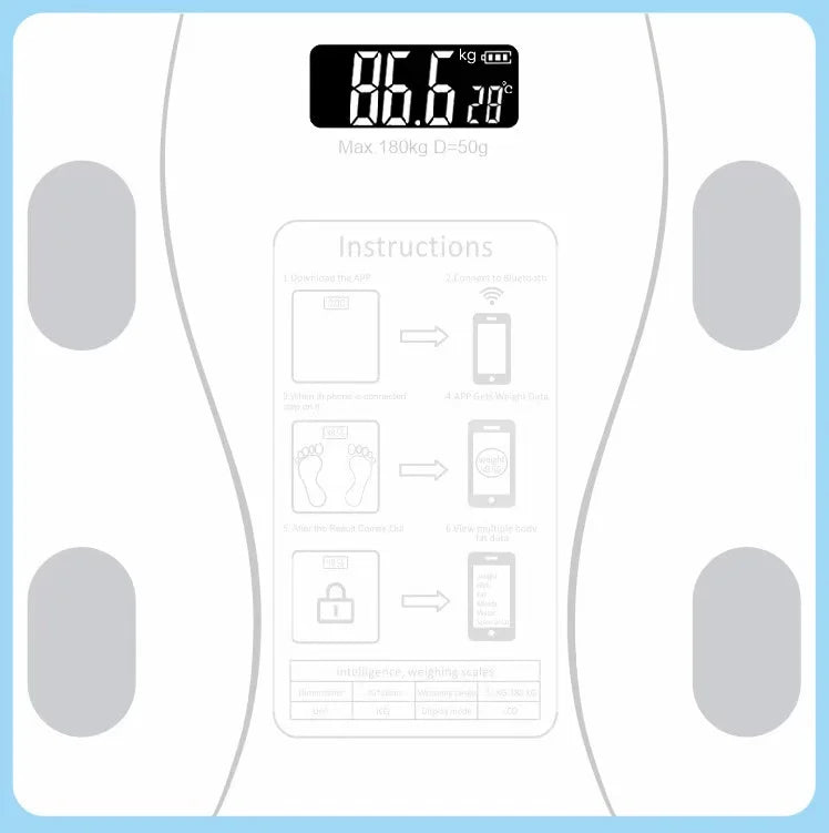 Bluetooth Smart Body Scale – Rechargeable Digital Weight Scale Smart Body Scale Babs White