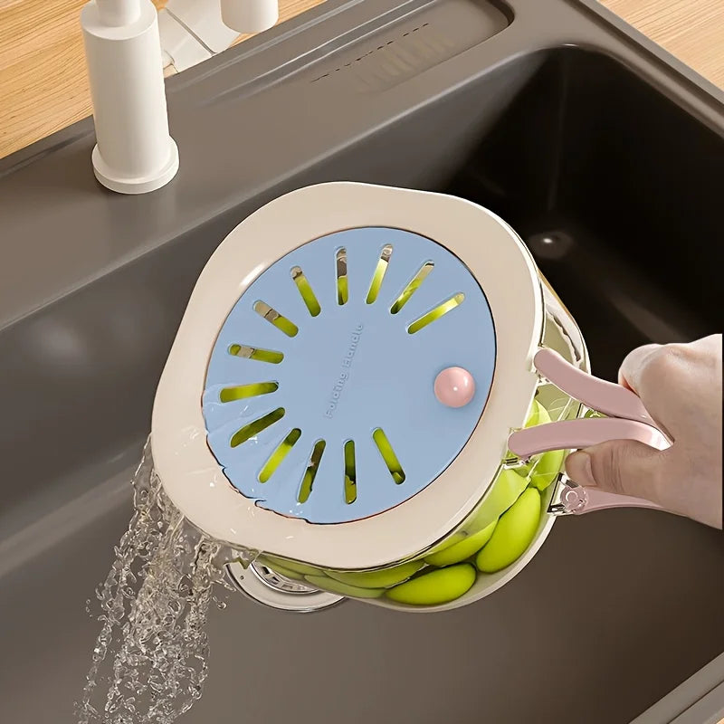 Fruit & Vegetable Washing Bowl with Strainer & Berry Keeper Produce Washing Bowl Babs Blue