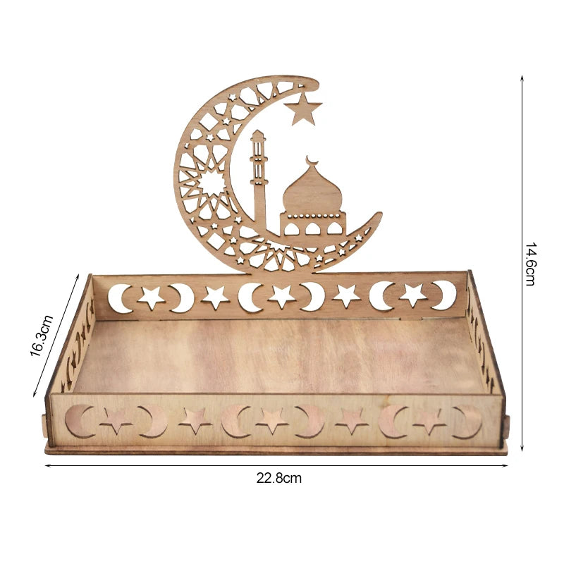 Wooden Eid Mubarak Food Tray – Ramadan Cake Display & Décor Wooden Serving Tray Babs 3