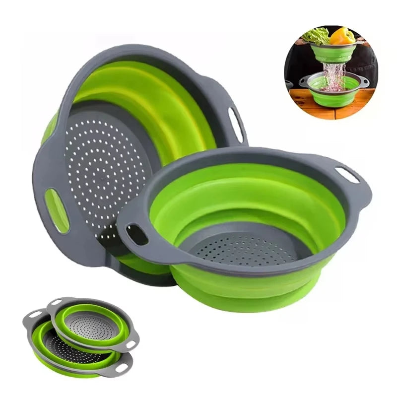 Silicone Folding Colander — Fruit & Vegetable Washing Basket Silicone Colander Strainer Babs