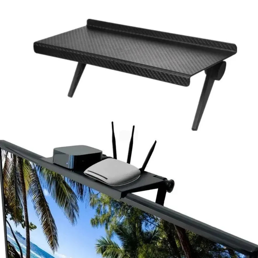 Adjustable Monitor Stand & Screen Top Shelf – No-Drill Organizer Monitor Stand Shelf Babs