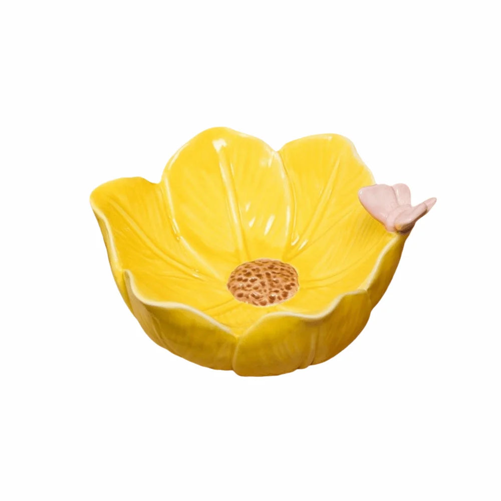 Ceramic Tulip Flower Jewelry Tray & Trinket Dish Organizer Ceramic Jewelry Tray Babs Butterfly yellow