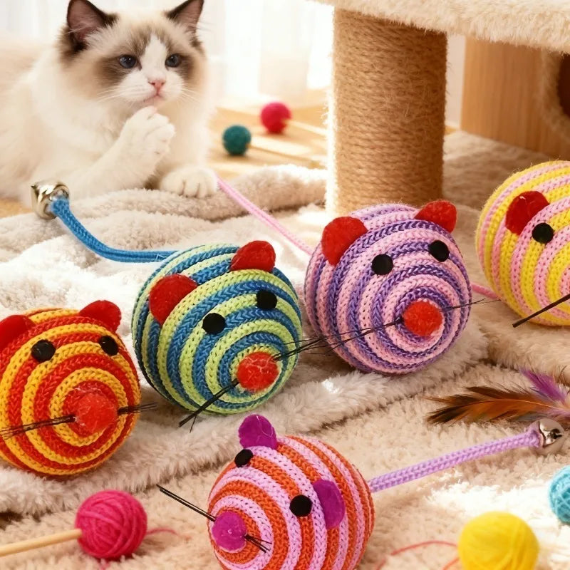 Cute Mouse Yarn Cat Ball Toys with Bell – Kitten Chew Toy Cat Chew Toy Babs