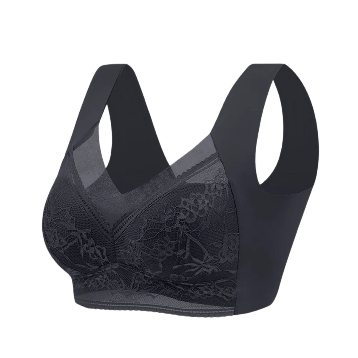 Women's Plus Size Seamless Lace Wire-Free Bralette | Sizes L–6XL Seamless Lace Bralette Babs Black 44