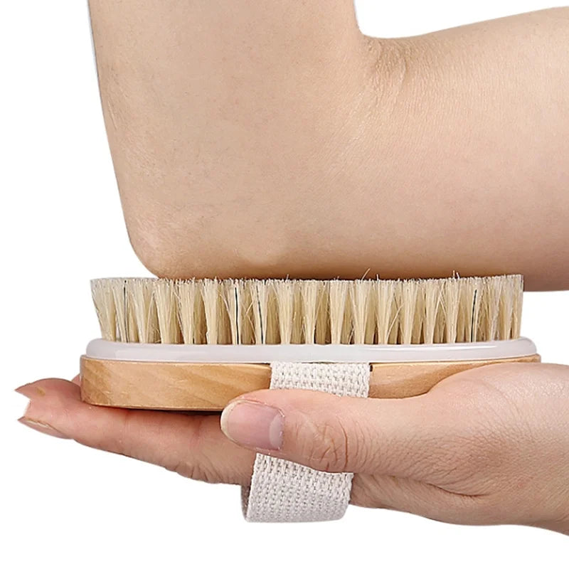 Portable Natural Bristle Exfoliating Bath Brush & Body Scrubber Body Exfoliating Brush Babs