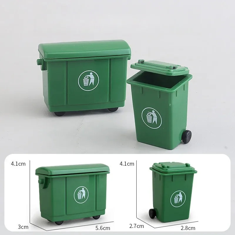 Dollhouse Mini Trash Cans & Tool Car Set – Scene Model Dollhouse Accessory Set Babs green-1set