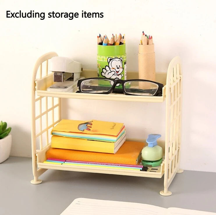 Multi-Tier Desktop Storage Shelf Organizer – Home & Office Desktop Storage Shelf Babs yellow