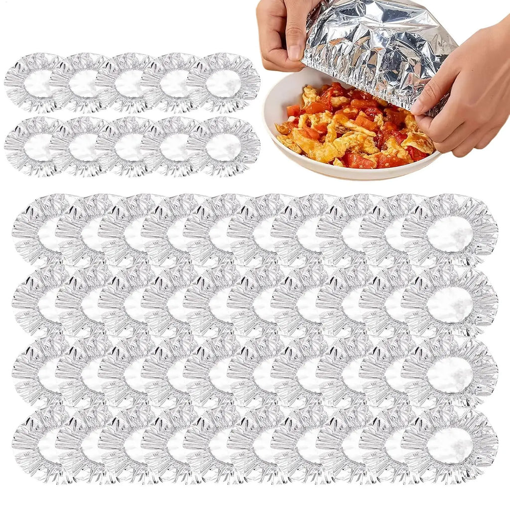 50-Pack Reusable Aluminum Foil Food Cover Bags – Kitchen Wrap Food Storage Wrap Babs
