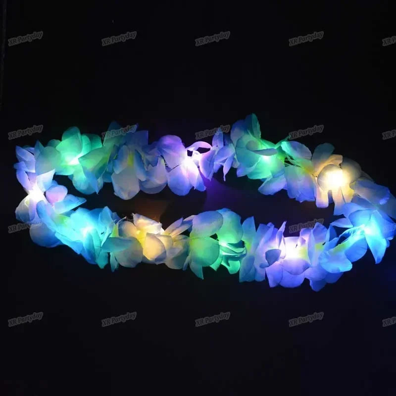 Light Up Hawaiian Flower Lei Necklace | Luau Glow Party Glow Party Necklace Babs