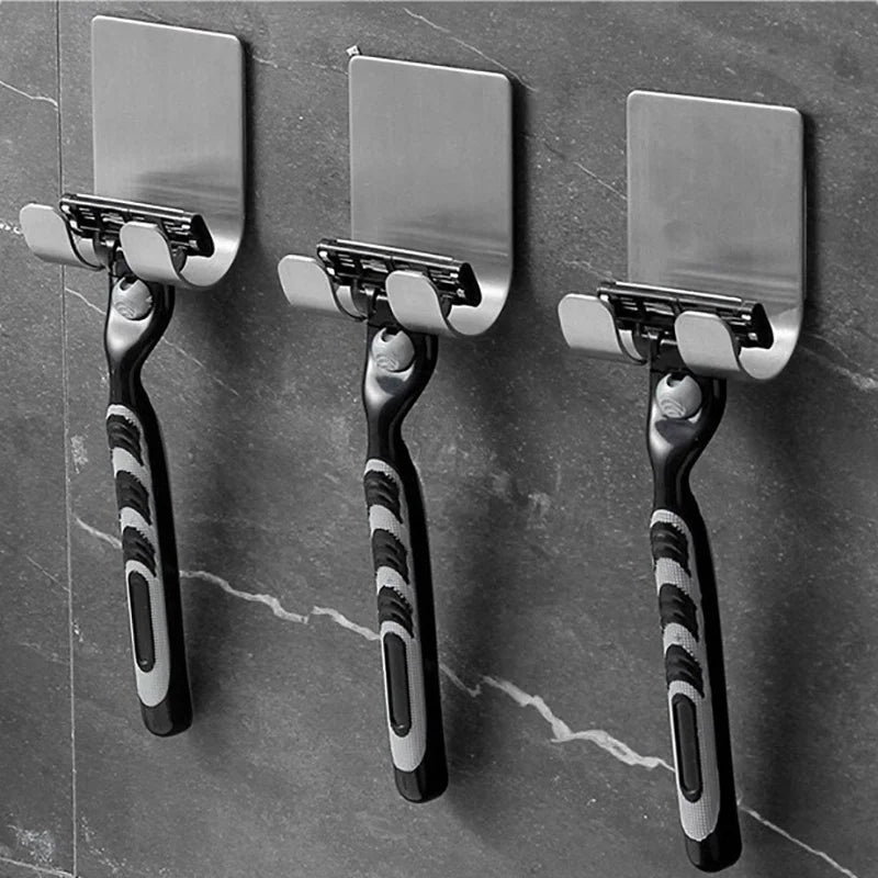 2pcs Stainless Steel Razor Holder Self-Adhesive Bathroom Hook Bathroom Hook Rack Babs