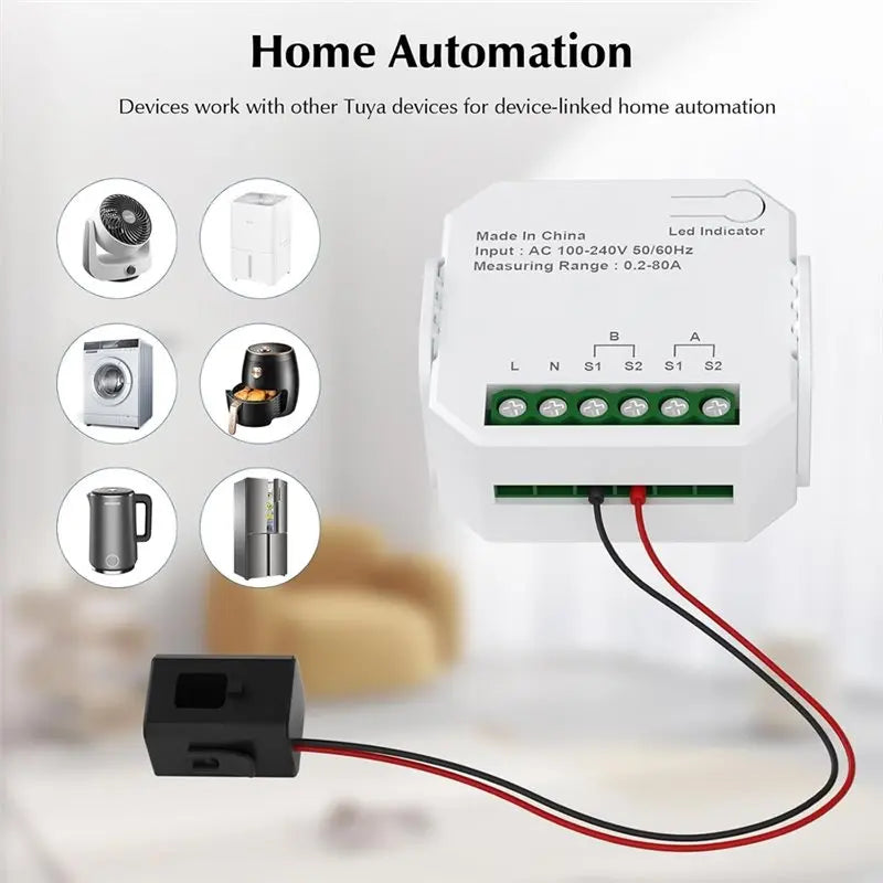 WiFi Power Meter 80A – Smart Electricity Monitor, Tuya App WiFi Energy Monitor Babs