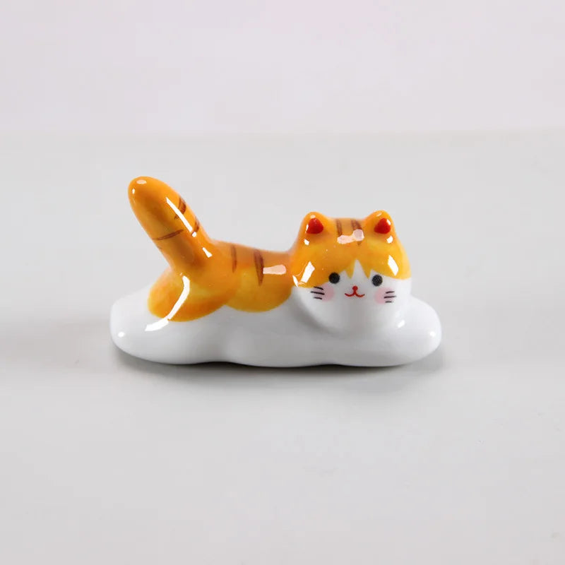 Japanese Ceramic Cat Chopstick Holder & Utensil Rest Chopstick Rest Babs