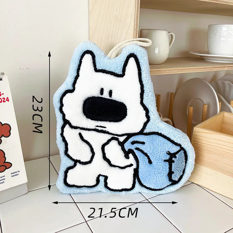 Cute Cat Hand Towels – Microfiber Coral Fleece Hanging Loop Decorative Hand Towel Babs Backpacking dog