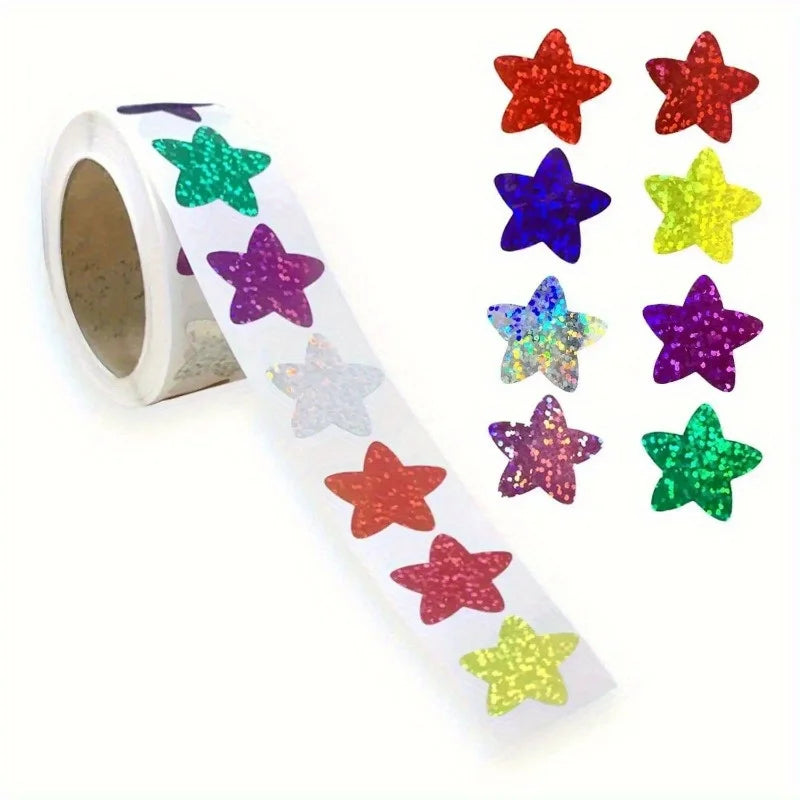 Holographic Star Stickers Kids Reward Classroom DIY Craft Craft Stickers Babs Star-500pcs