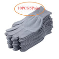 5 Pairs Nylon Dot Grip Gloves – Breathable & Elastic Nylon Work Gloves Babs GRAY