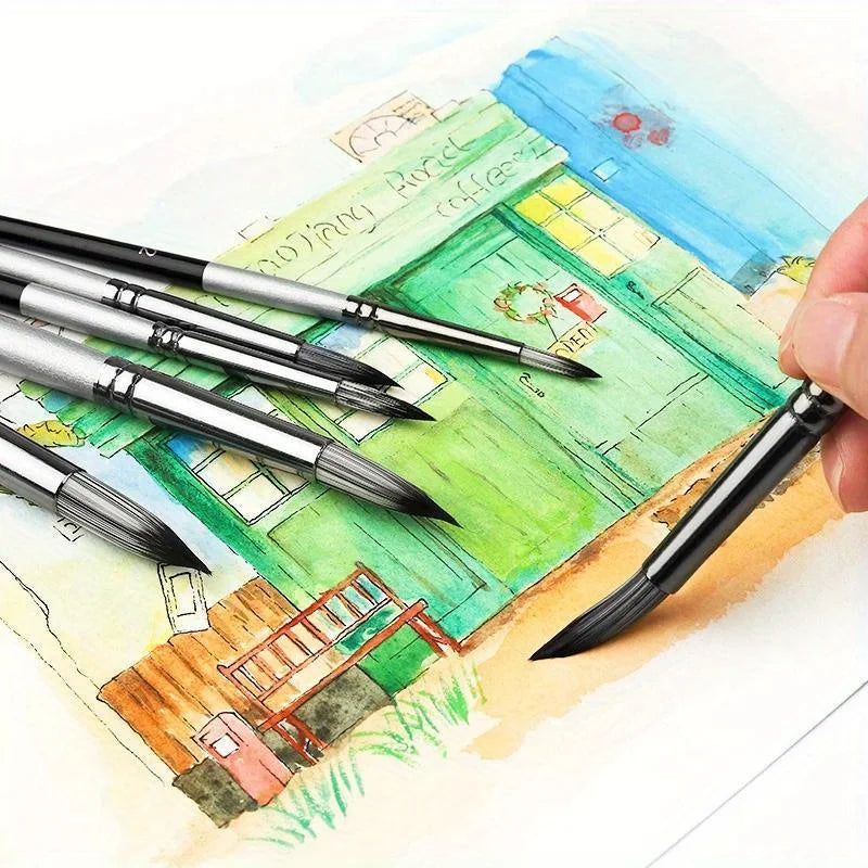 6-Piece Nylon Paint Brush Set – Acrylic, Oil & Watercolor Paint Brush Set Babs