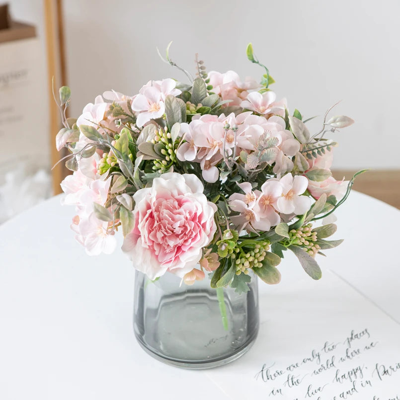 Silk Peony Hydrangea Artificial Bouquet – Wedding & Home Décor Artificial Flower Bouquet Babs