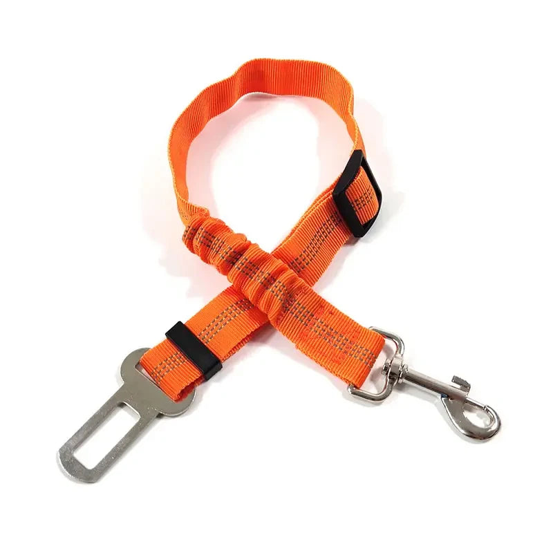 Reflective Dog Seat Belt – Adjustable Nylon Bungee Car Harness Dog Car Harness Babs Orange
