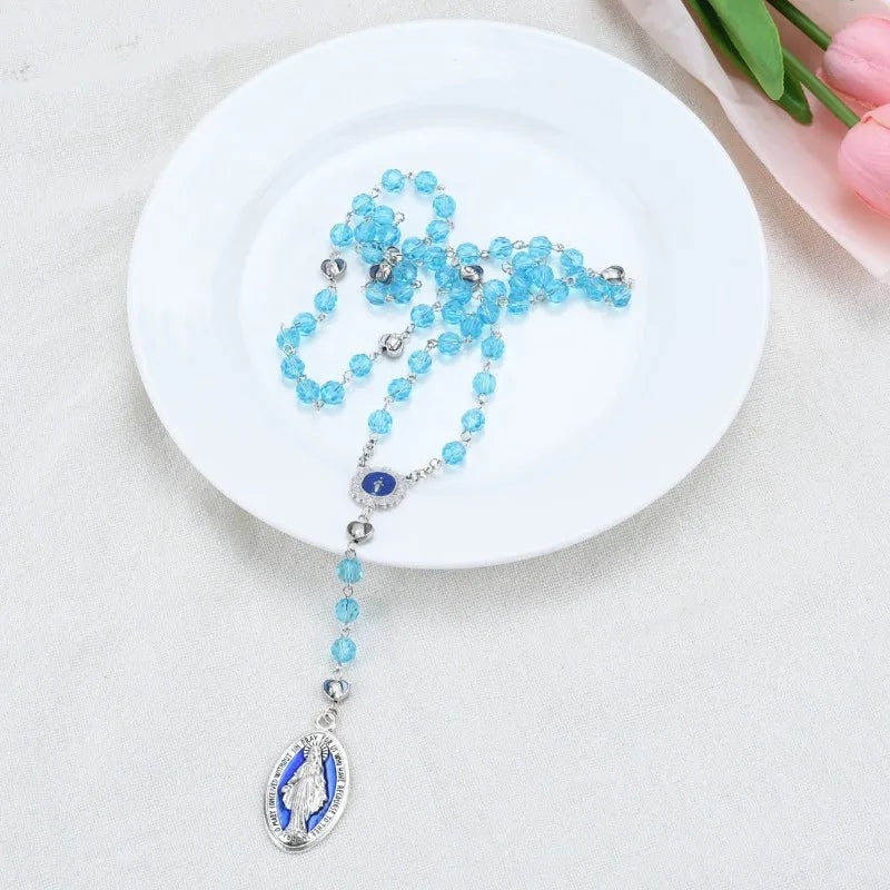 Mary Rosary Prayer Necklace – Christian Cross Pendant Pendant Necklace Babs