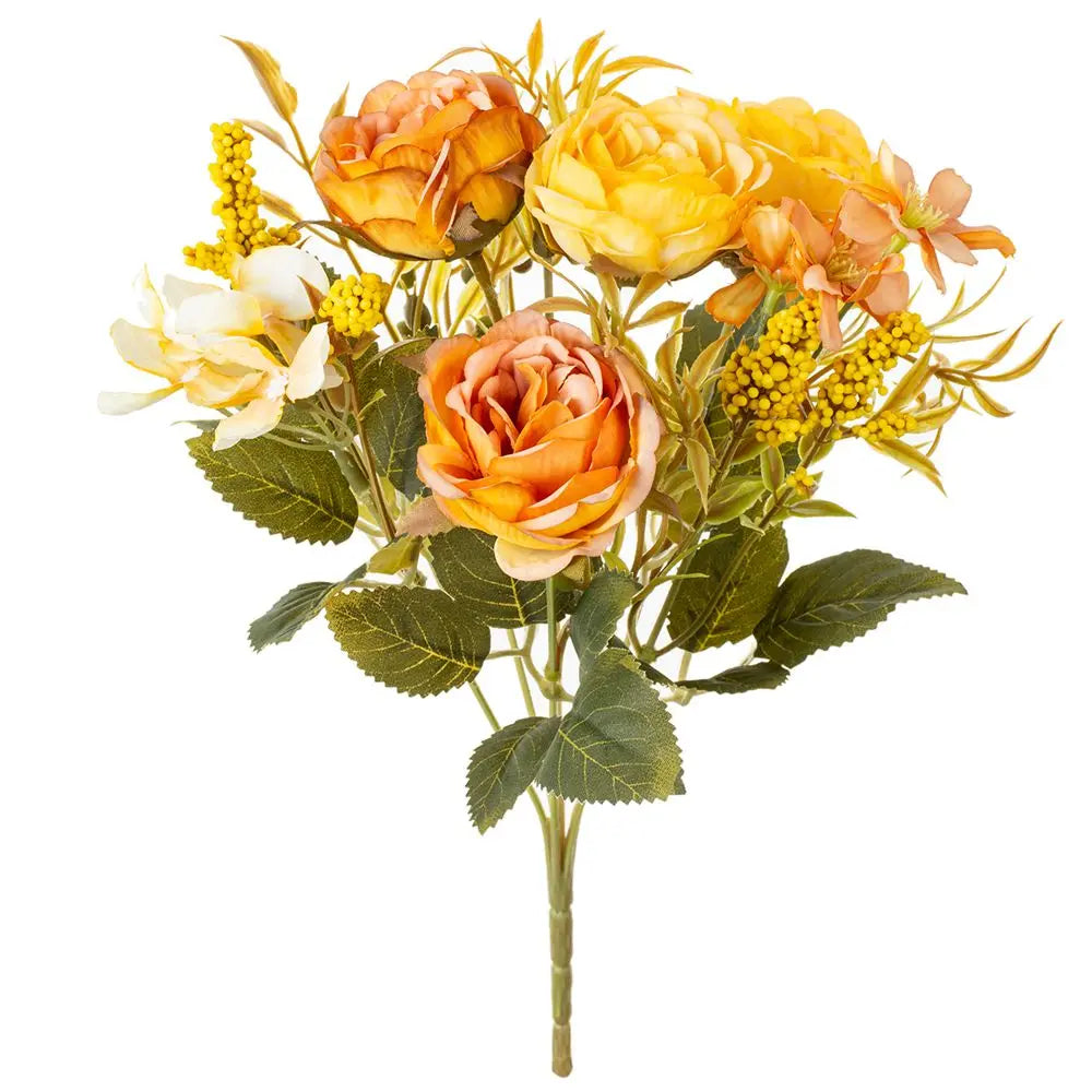 Silk Rose & Peony Artificial Bouquet – Wedding & Home Décor Artificial Flower Bouquet Babs color 4 1pc