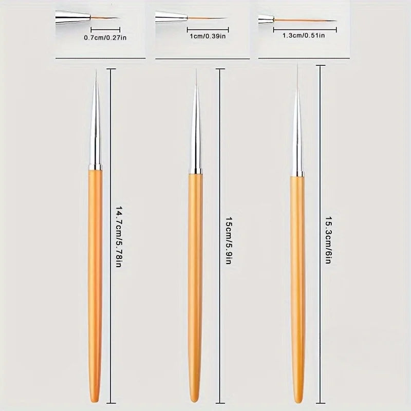 6-Piece Golden Fine Tip Paint Brushes – Art & Nail Design Set Fine Tip Paint Brushes Babs