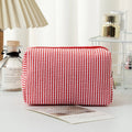 Striped Makeup Bag – Portable Travel Toiletry & Pencil Case Cosmetic Travel Bag Babs Red