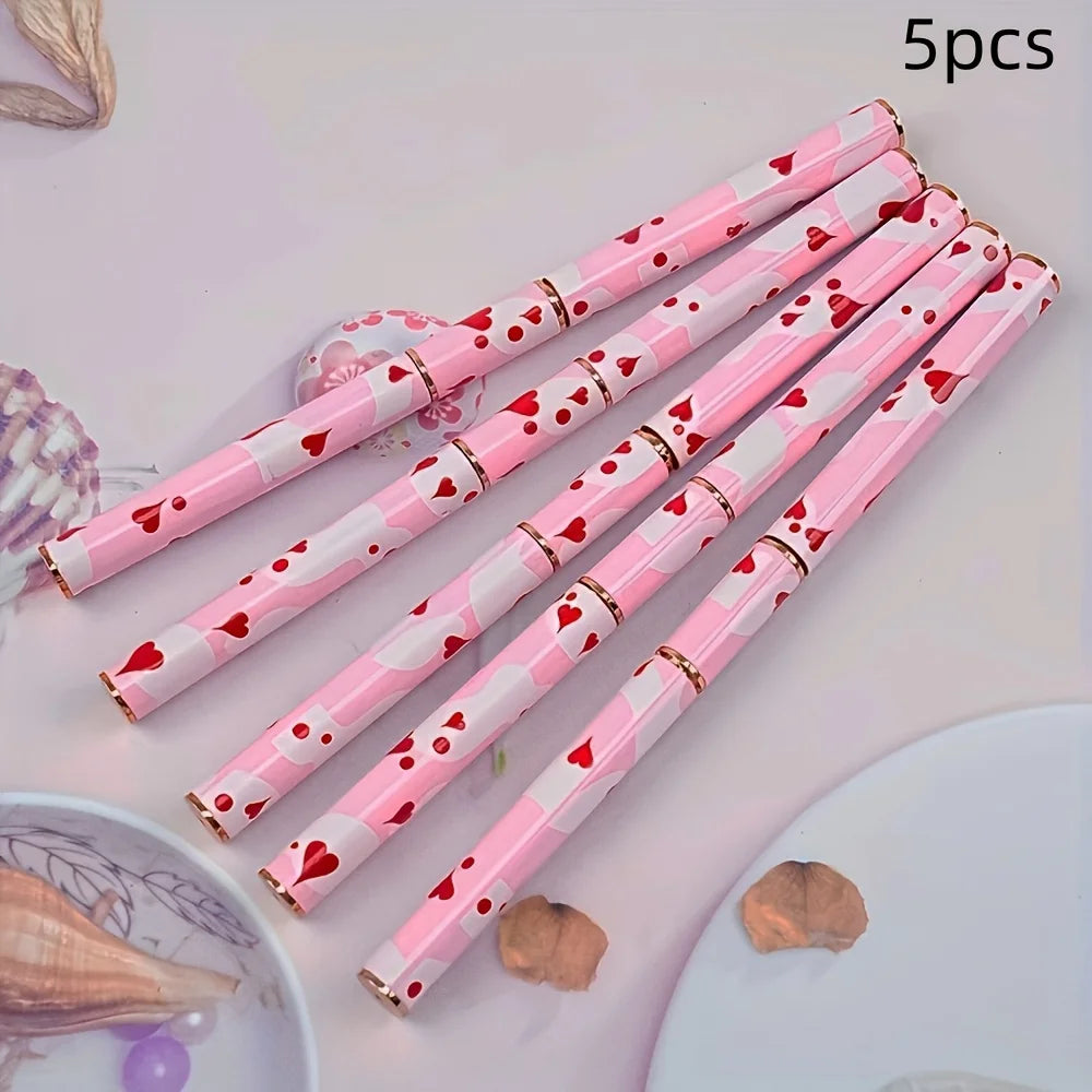 5PCS Double-Ended Nail Art Brush Set – Gel & Line Design Pens Nail Art Brush Set Babs Pink