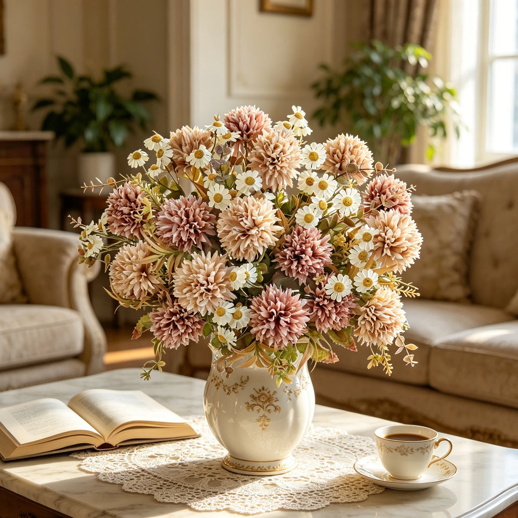 Silk Chrysanthemum Artificial Flowers – Wedding & Home Décor Artificial Flower Bouquet Babs