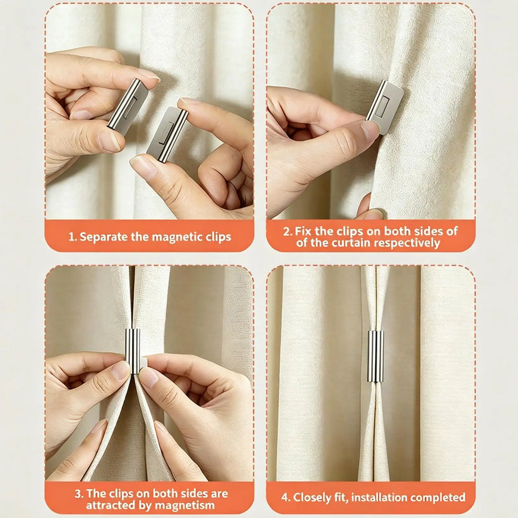Magnetic Curtain Clips – Drill-Free Fasteners, 10 Pairs Curtain Magnetic Clips Babs