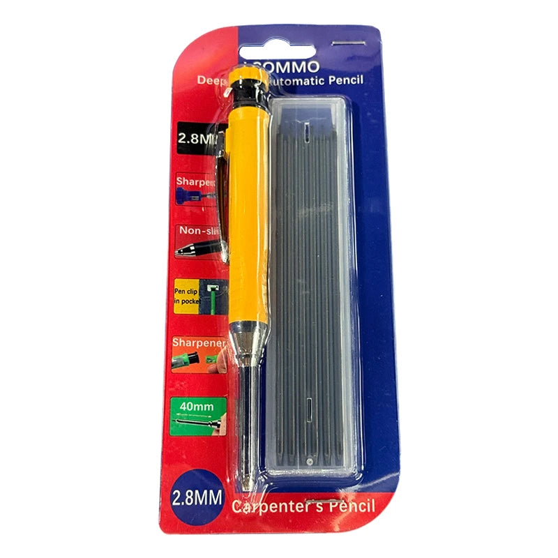 2.8mm Carpenter's Pencil Set with Cover & Sharpener 2B Carpenter Pencil Set Babs Yellow