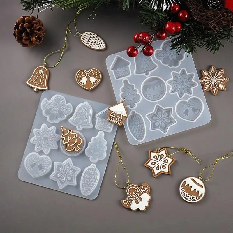 Christmas Silicone Resin Mold – Tree, Snowflake & Elk Keychain Silicone Resin Mold Babs