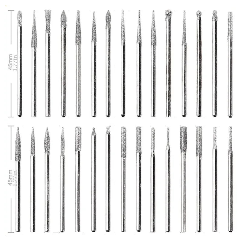 30Pcs Diamond Grinding Burr Set – Engraving Rotary Tool Kit Rotary Tool Burr Set Babs