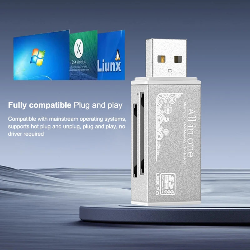 4-Port USB 2.0 Card Reader – TF MS MD Adapter for Laptop & PC USB Card Reader Babs