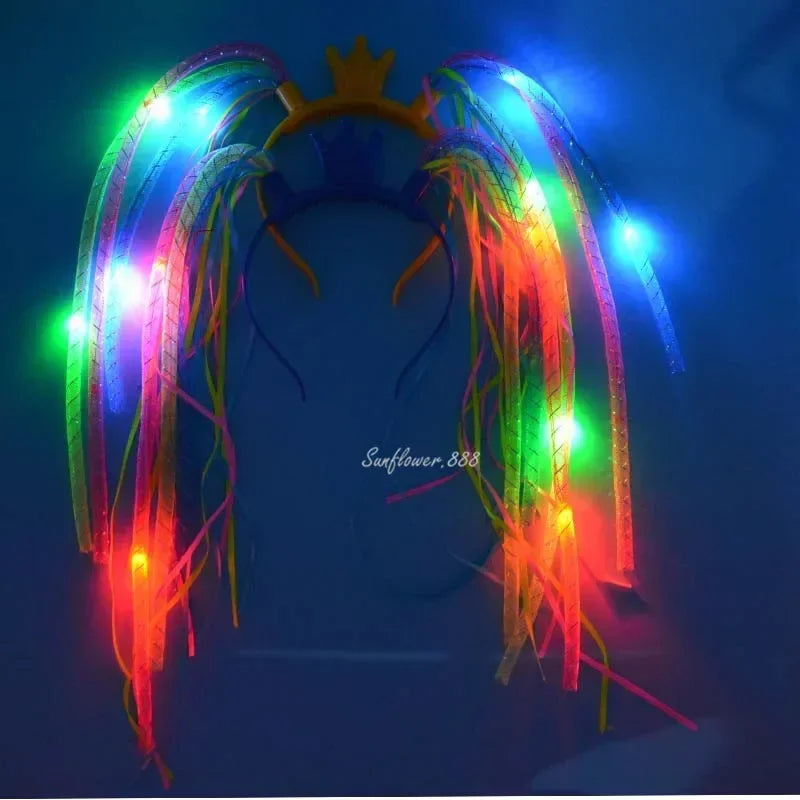 LED Light-Up Noodle Headband – Flashing Rave Party Hair Piece LED Party Headband Babs