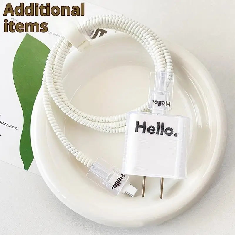 USB Charger & Cable Protector Set – Cute Heart TPU Cover Cable Protector Set Babs A14