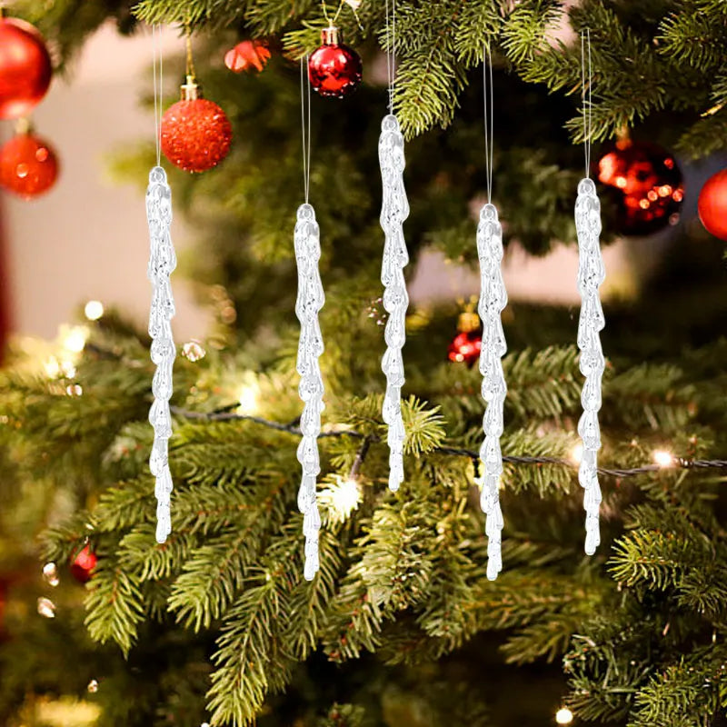 10pcs Clear Fake Icicle Christmas Ornaments 13cm | Xmas Décor Christmas Ornaments Babs