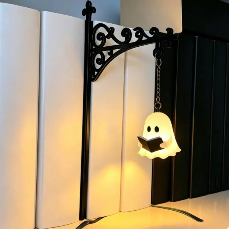 Retro Bookshelf Lantern Bookend with Warm LED Light | Desk Decor Decorative Bookend Lamp Babs Ghost