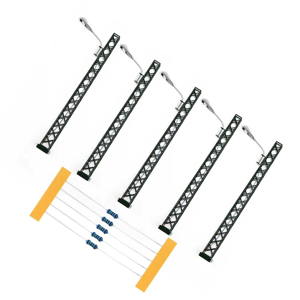 5Pcs HO Scale Lattice Mast LED Street Lights for Model Railway Model Railway Lights Babs Default Title