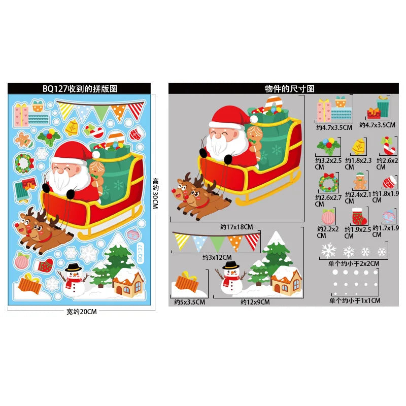 Christmas Window Stickers – Santa & Snowflake DIY Wall Decals Holiday Wall Decals Babs Set34